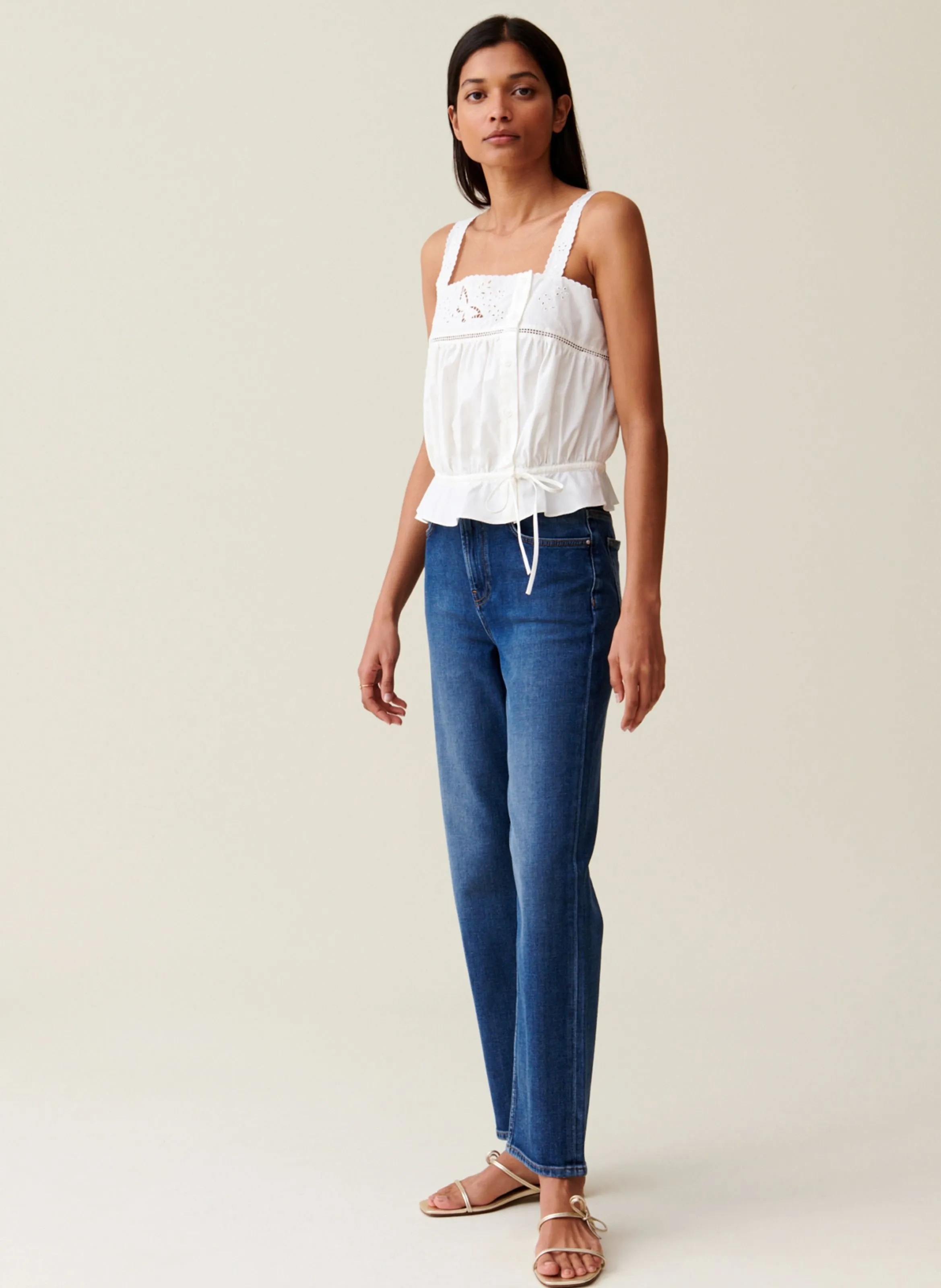 TOP COURT DROIT EN COTON - CLAUDIE PIERLOT pour FEMME | Printemps